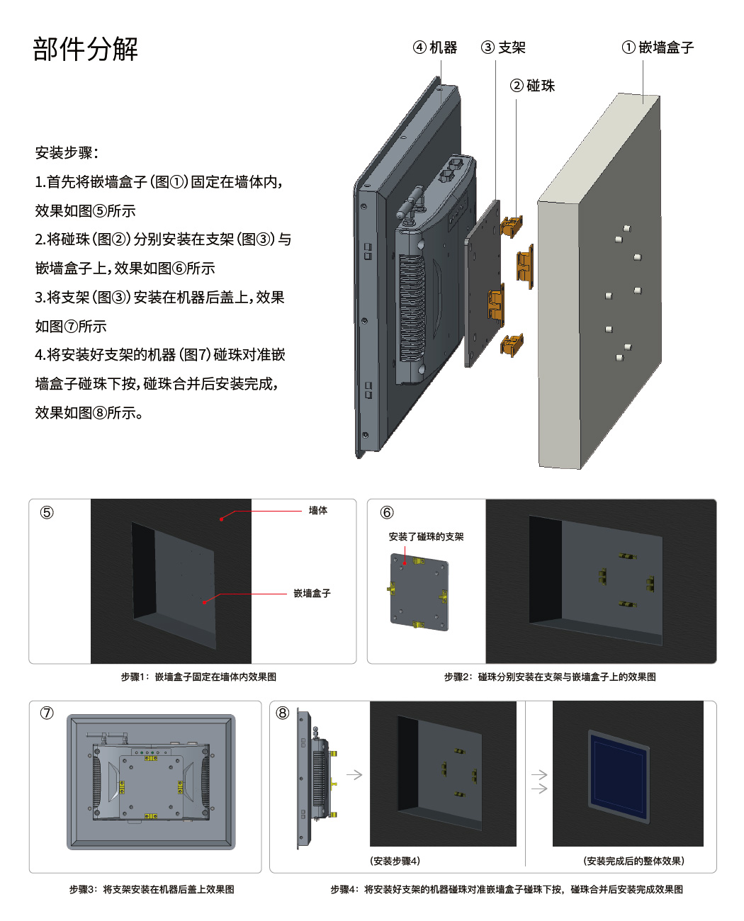 嵌墻式安裝指導,嵌入式工業平板電腦一體機,嵌入式顯示器